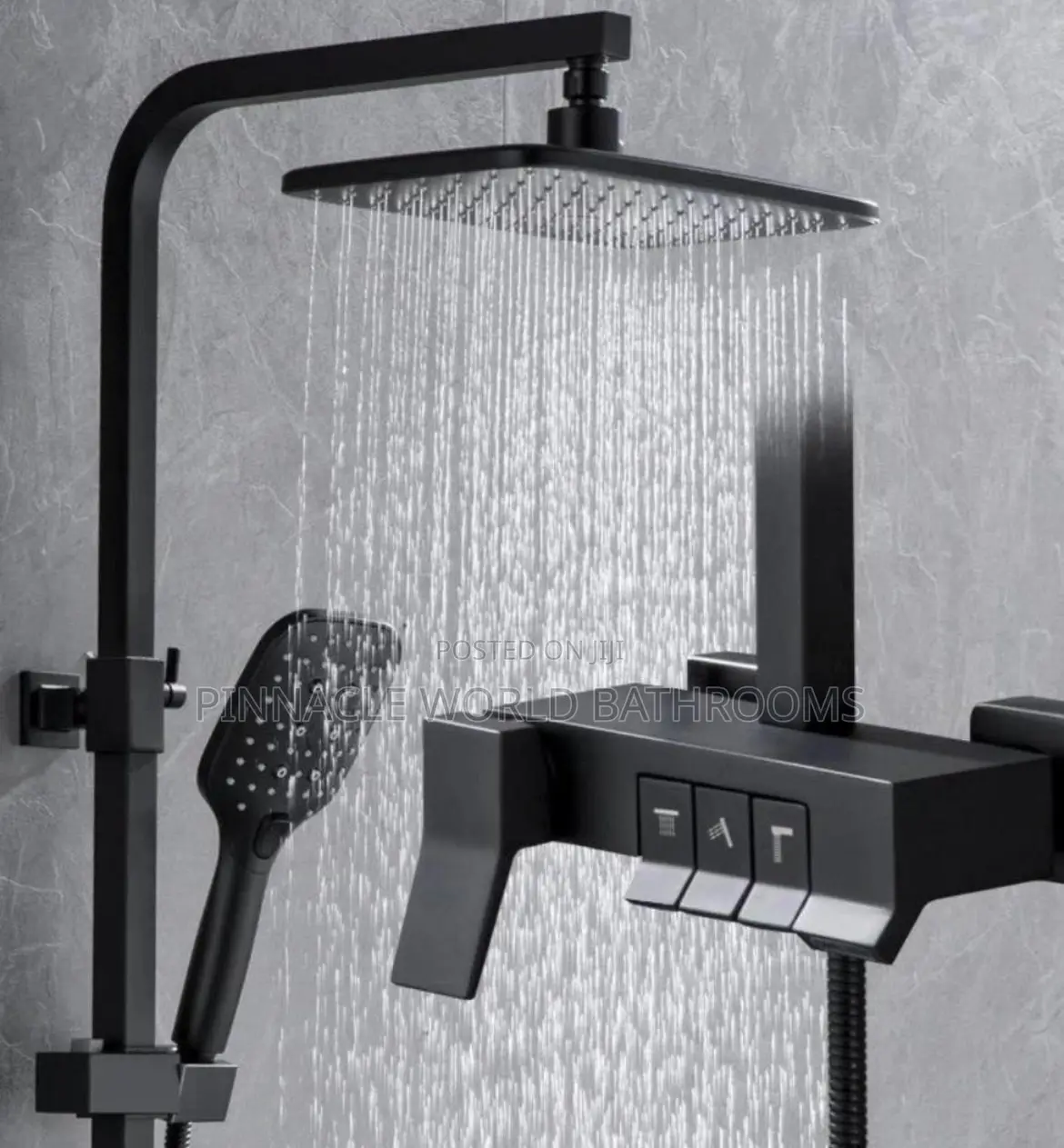 Black Square Hot and Cold Standing Shower Set