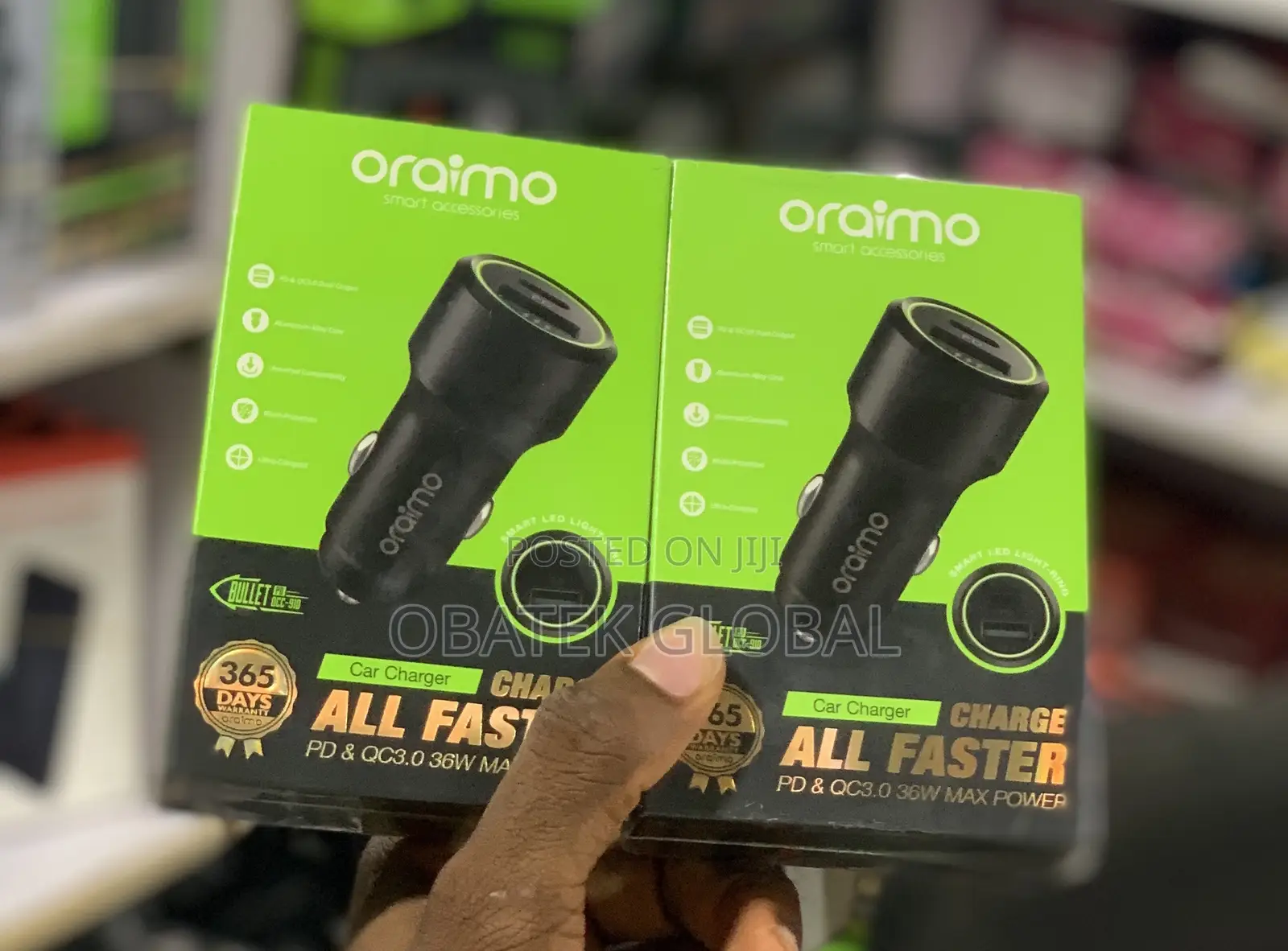 Oraimo 36watts Bullet Fast Car Charger