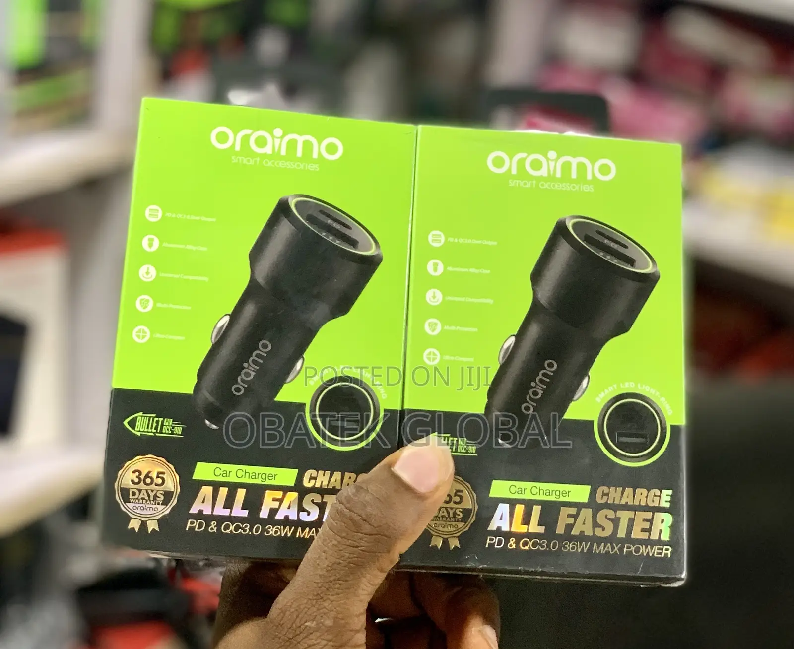 Oraimo 36watts Bullet Fast Car Charger