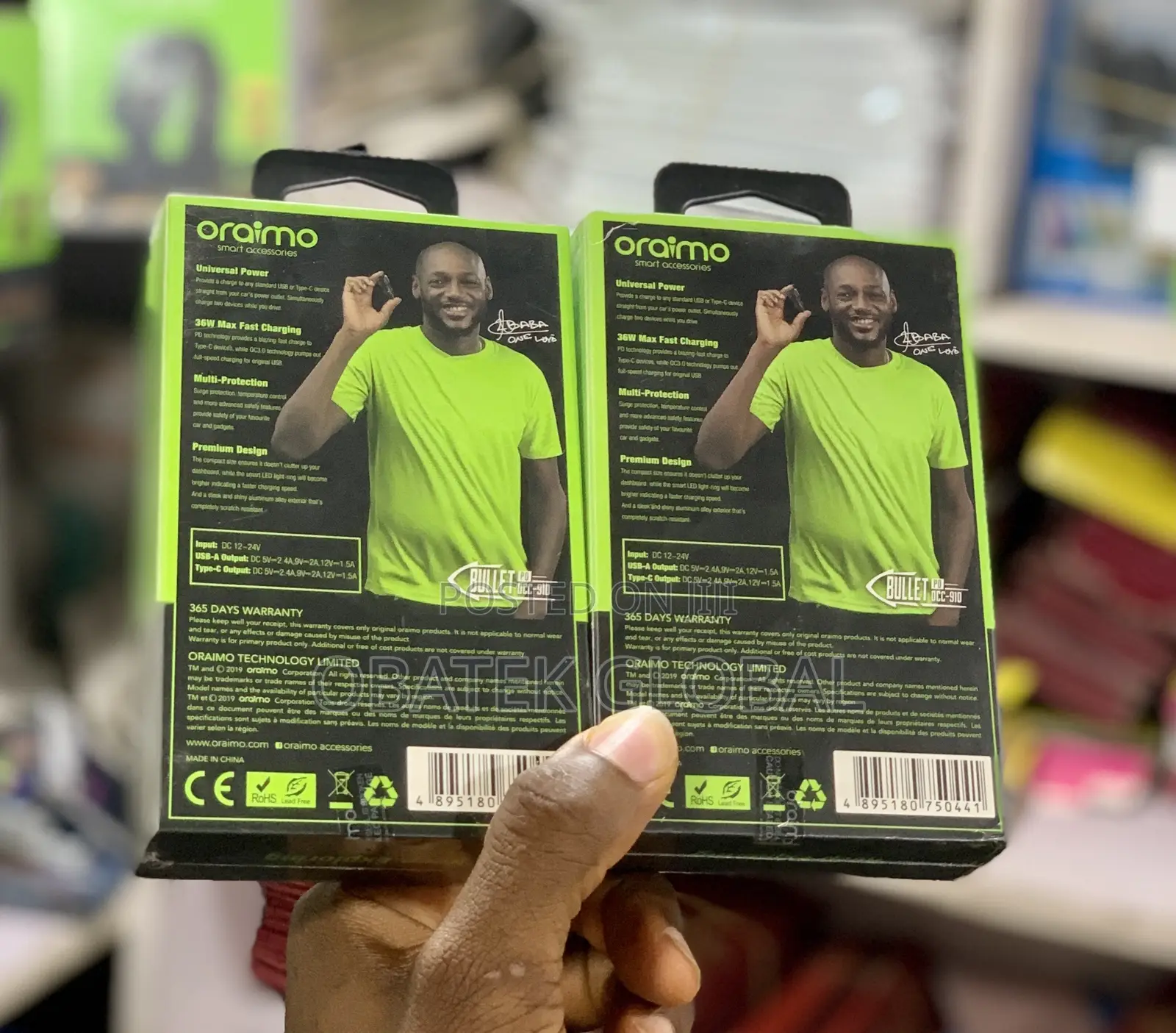 Oraimo 36watts Bullet Fast Car Charger