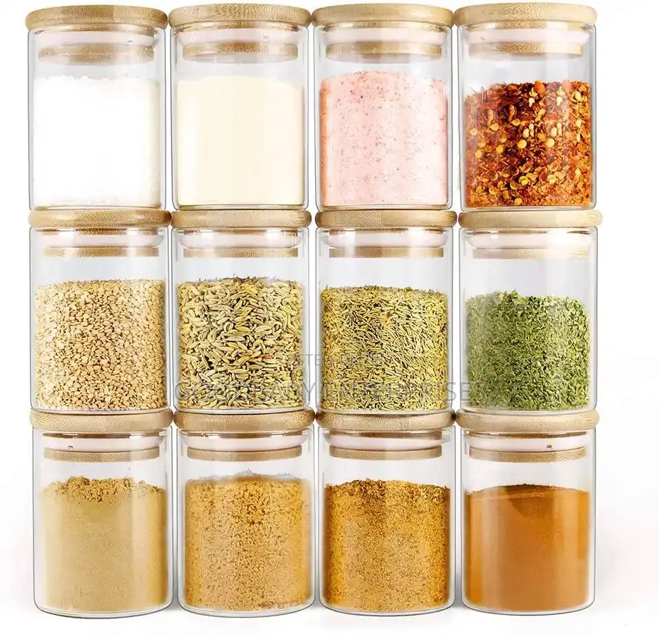 Glass Jars With Bamboo Lids, Food Storage Containers
