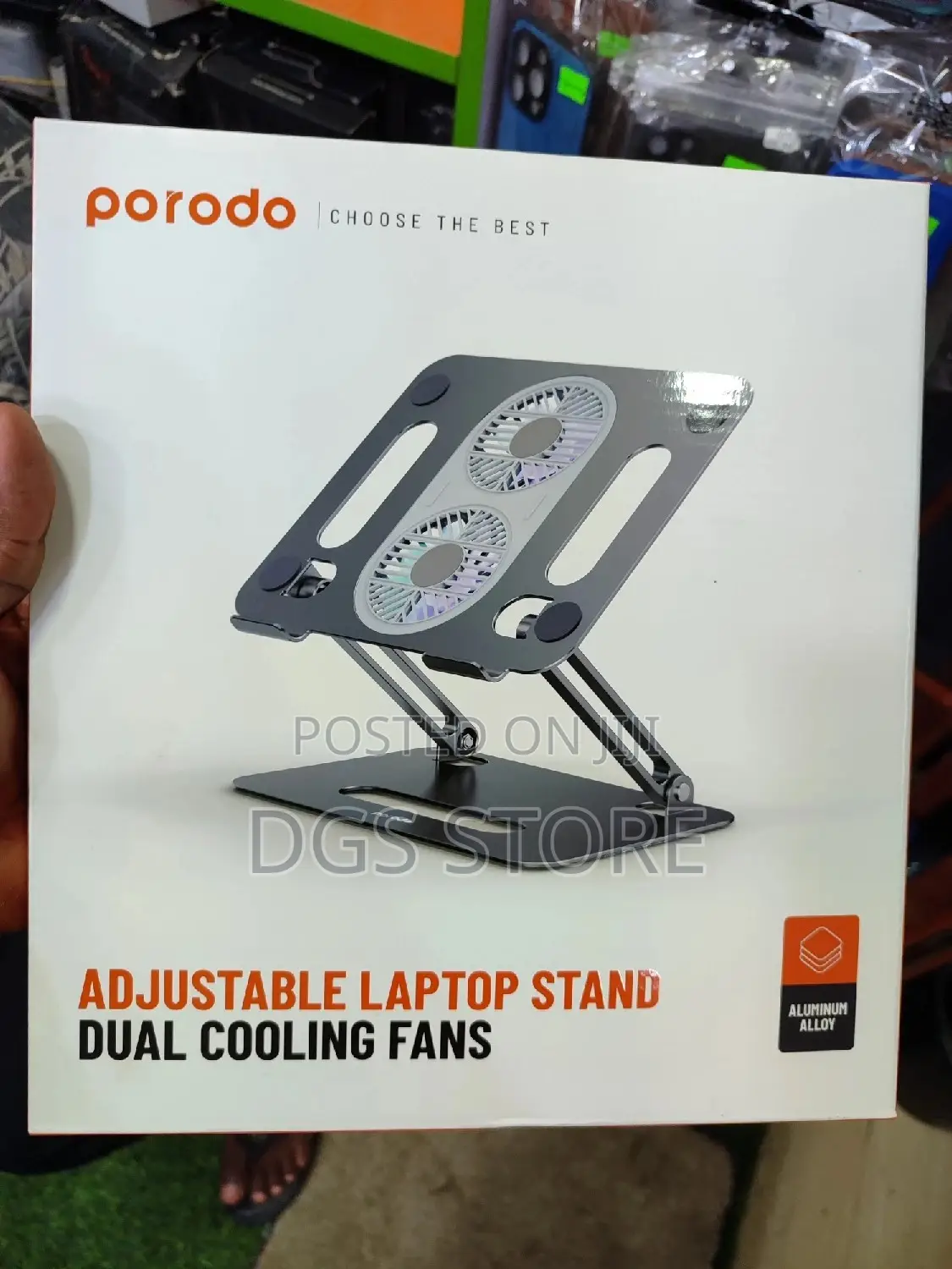 Porodo Adjustable Laptop Stand Dual Cooling Fan