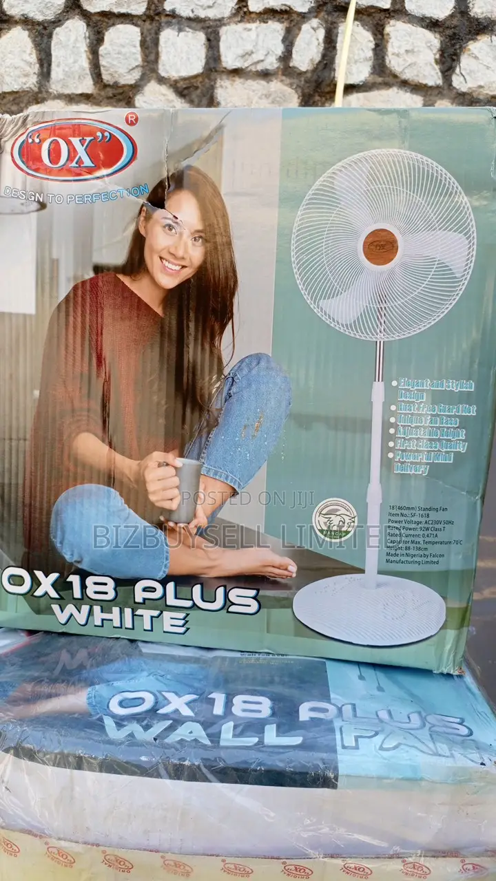 18" Ox Standing Fan With Double Adjustment.