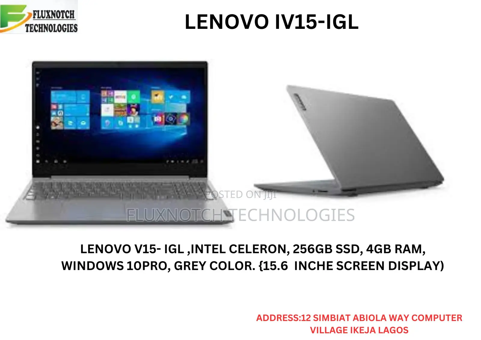 New Laptop Lenovo V15-IIL 4GB Intel Celeron SSD 256GB
