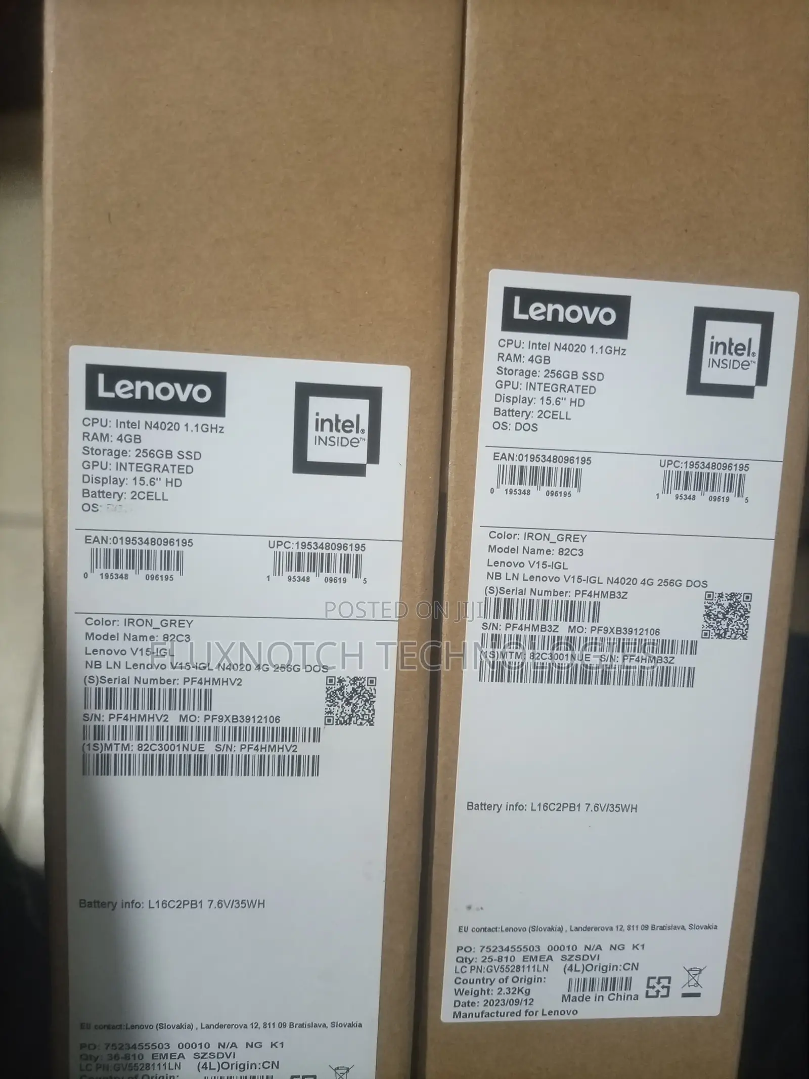 New Laptop Lenovo V15-IIL 4GB Intel Celeron SSD 256GB