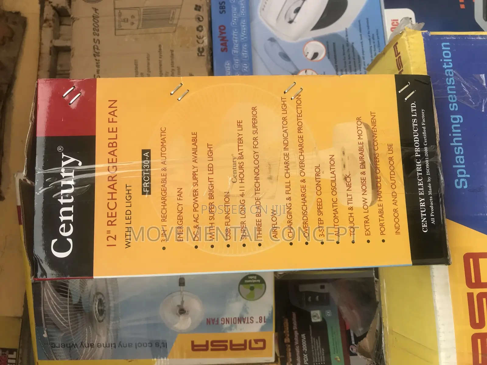 Century 12”Rechargeable Fan With LED Light FRCT30A
