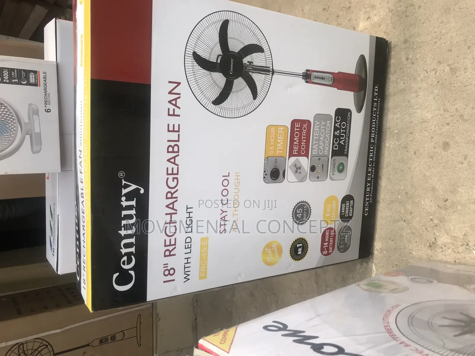 Century 18” Rechargeable Fan With Led Light FRC45E