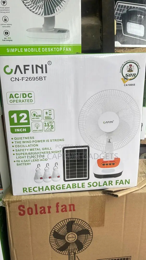 Rechargeable Solar Fan 12" With Solar Panel CN-F2695BT
