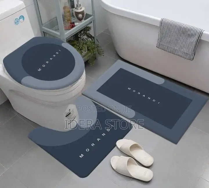 3pcs Non Slip Shaggy Soft Water Absorption Toilet Mat