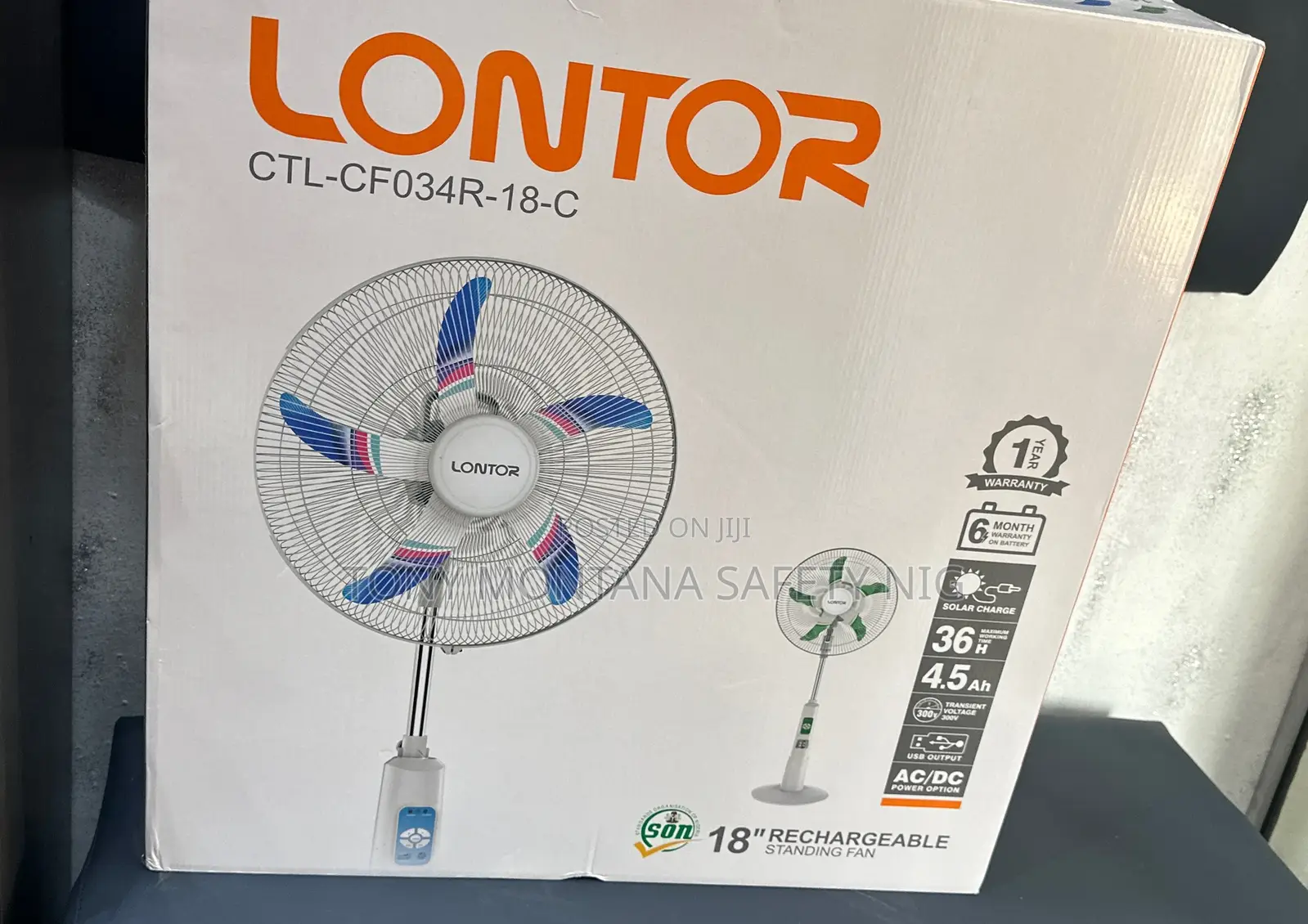 18inch Lontor Rechargeable Standing Fan