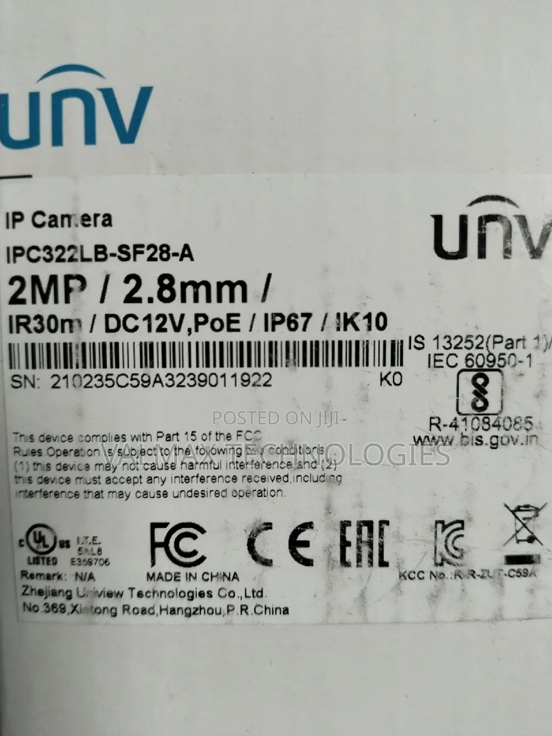 Unv 2mp IP Dome Camera Ipc 322lb-Sf28