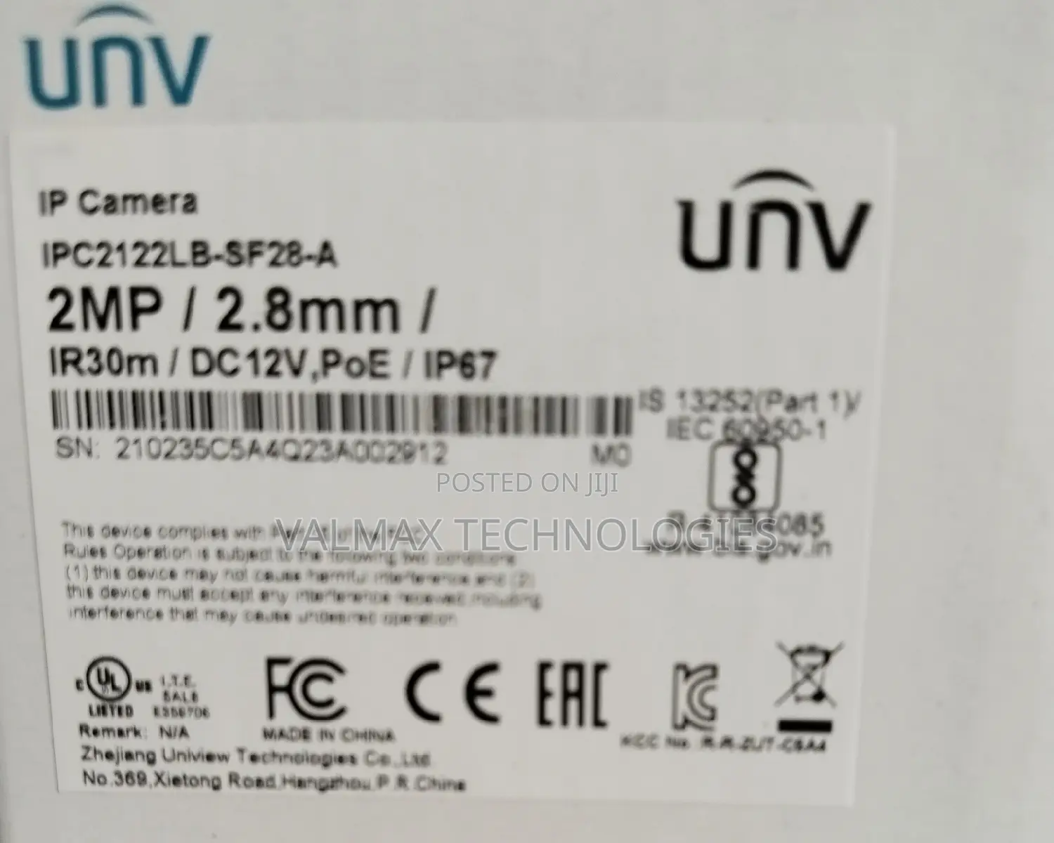 Unv 2mp Bullet IP Camera Ipc 2122lb