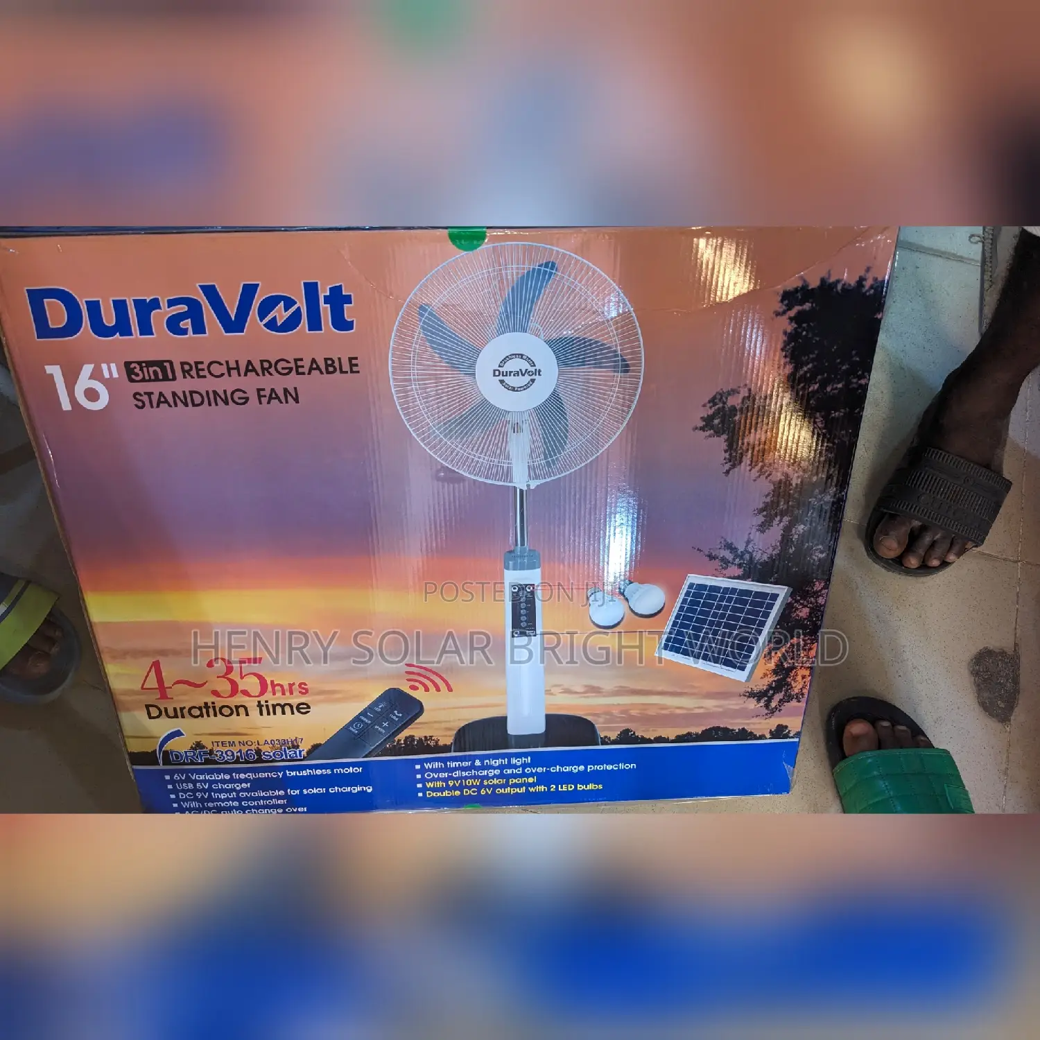 Duravolt 16 Inc Rechargeable Fan