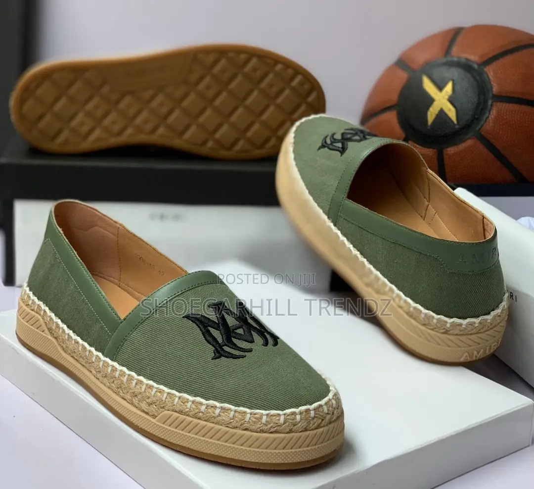 Amiri Espadrille Shoes in Green and Black Colour