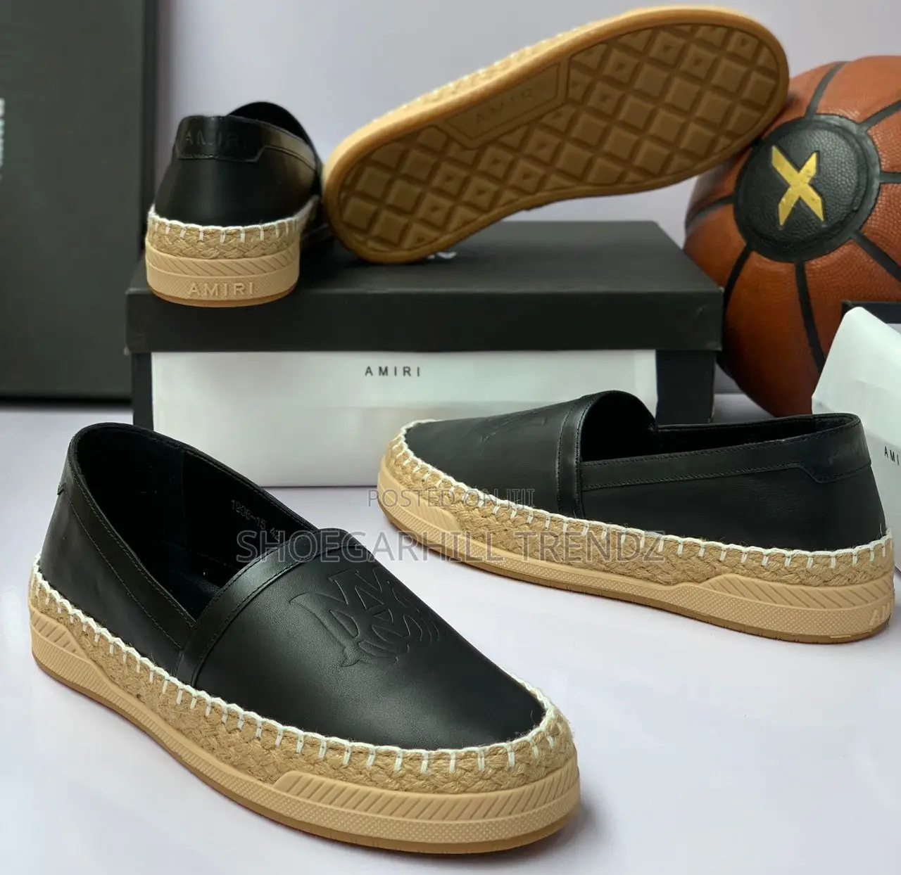 Amiri Espadrille Shoes in Green and Black Colour