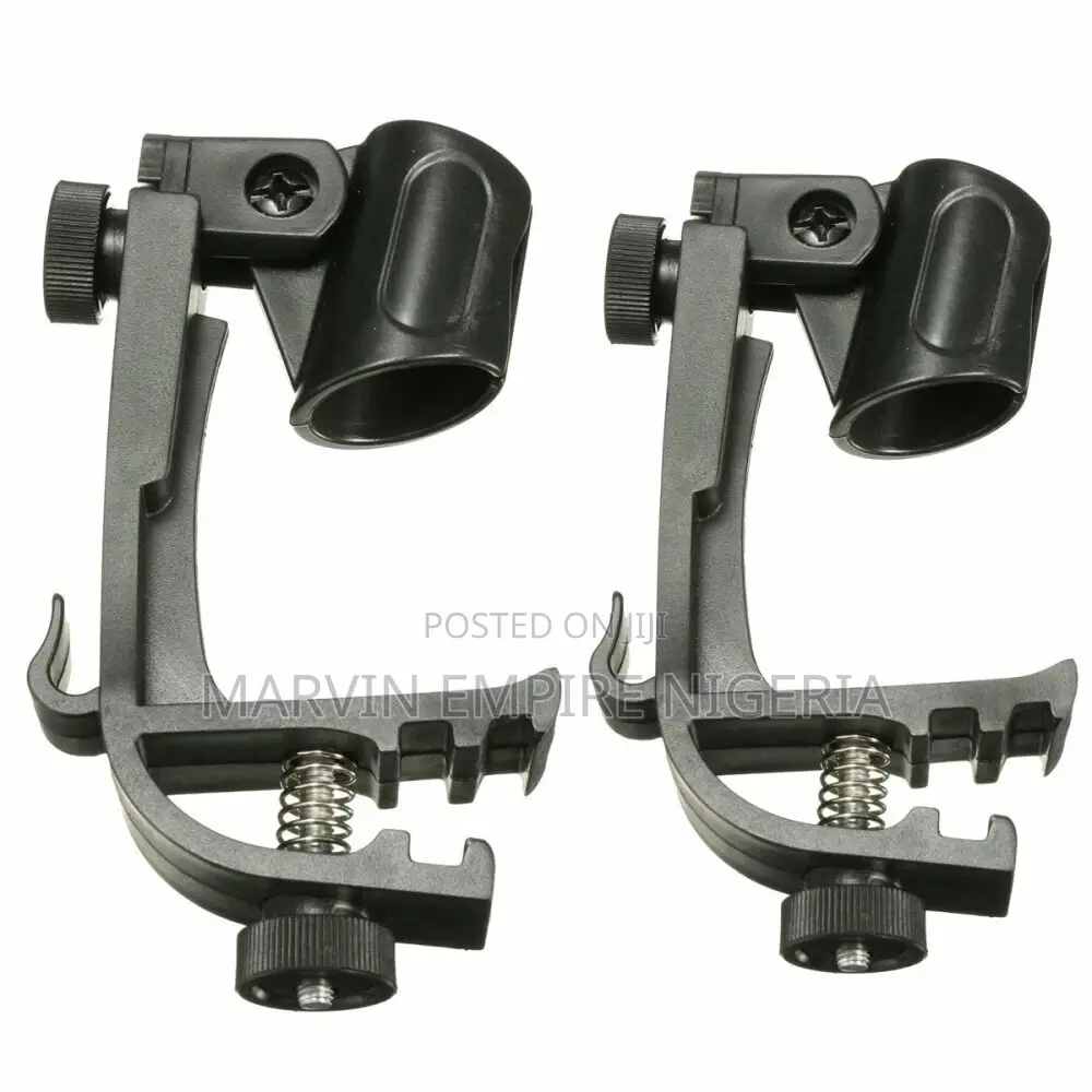 Adjustable Clip on Drum Rim Shock Mic Clamp Holder (2-Pcs)