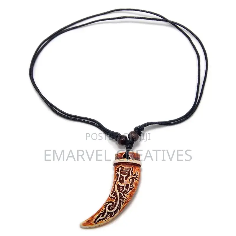 Retro Necklace Totem Pendant Cool Ox Horn Choker Africa
