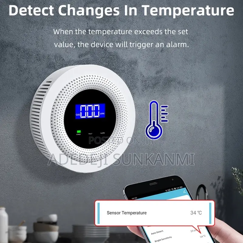Wifi Natural Gas Alarm Sensor Lcd Display