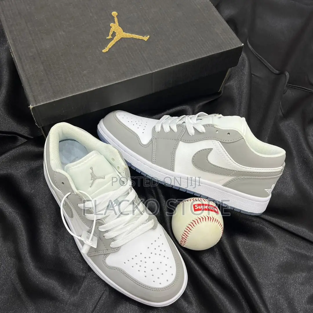 Original Air Jordan 1 Low Aluminium Wolf Grey Sneakers