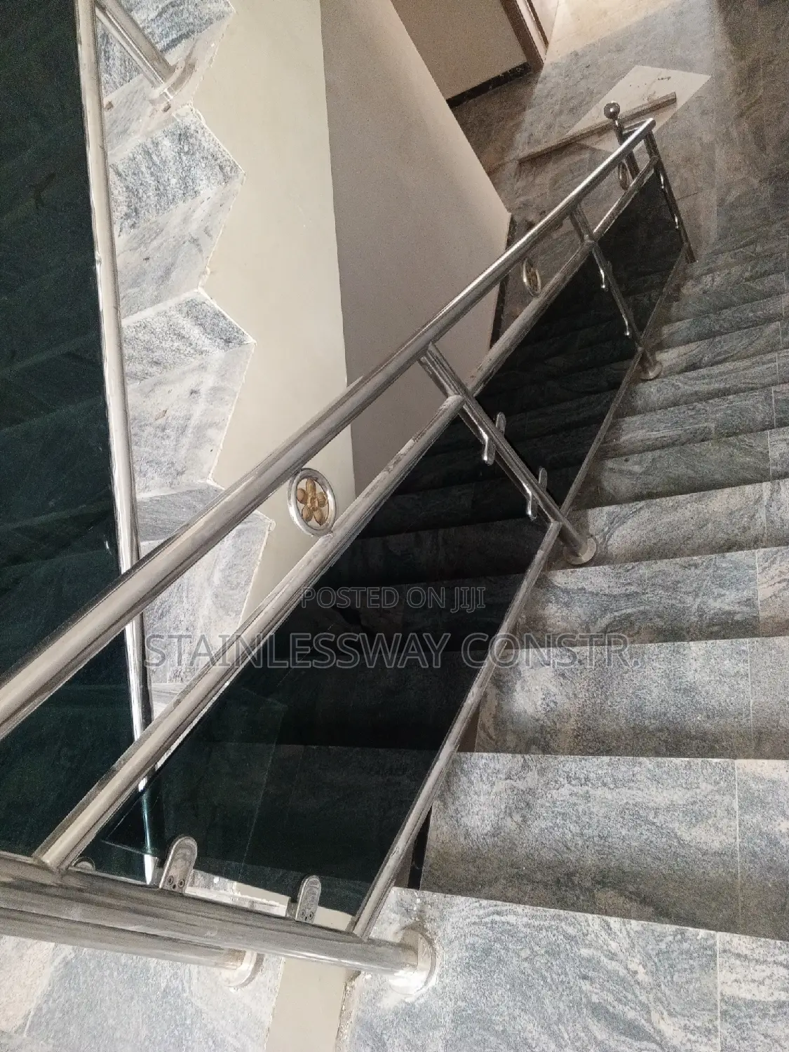 Dark Grey Glass/Stainless Railing