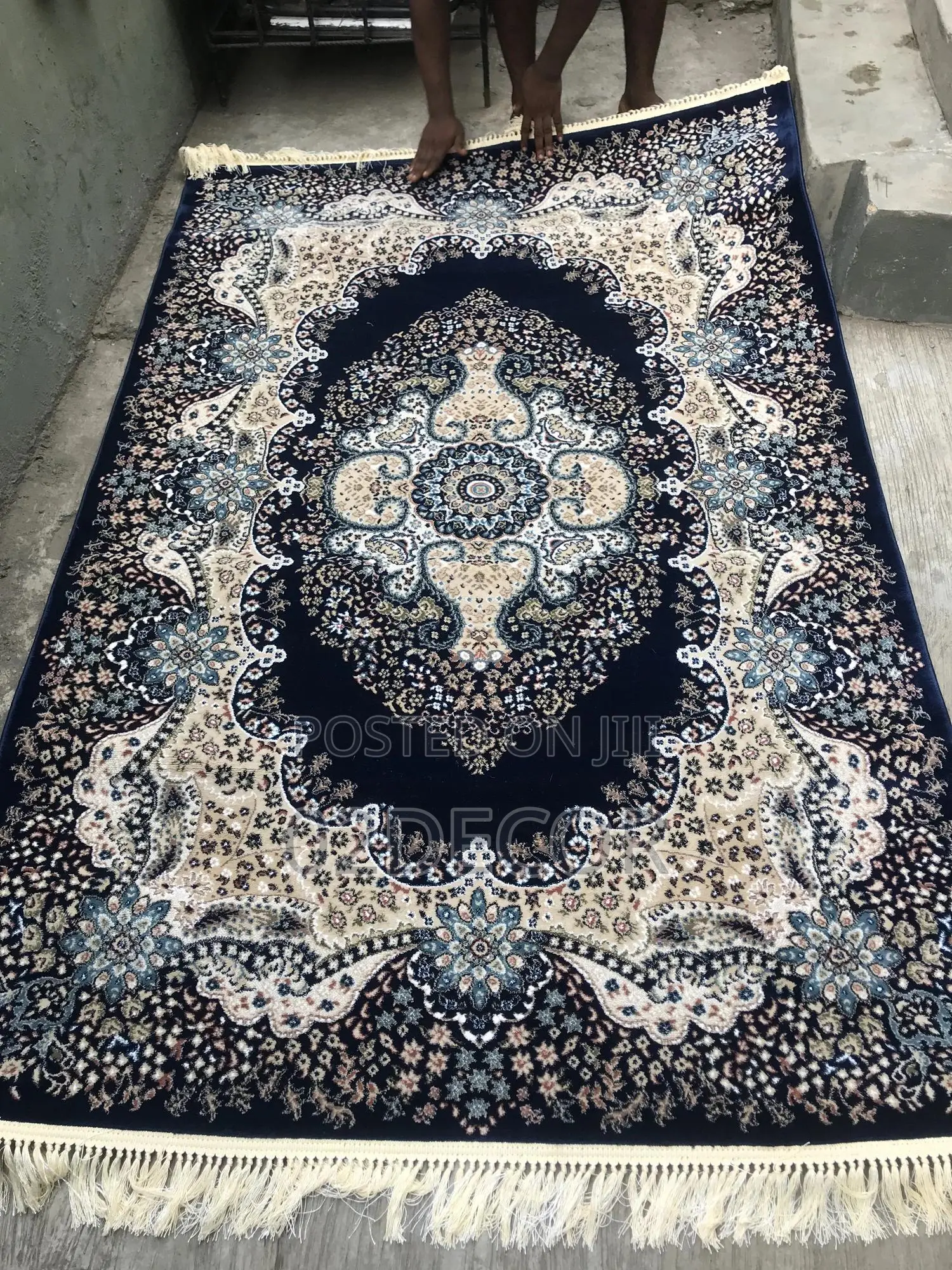 Navy Blue Background Design Persian Center Rugs 5/7 and 7/10
