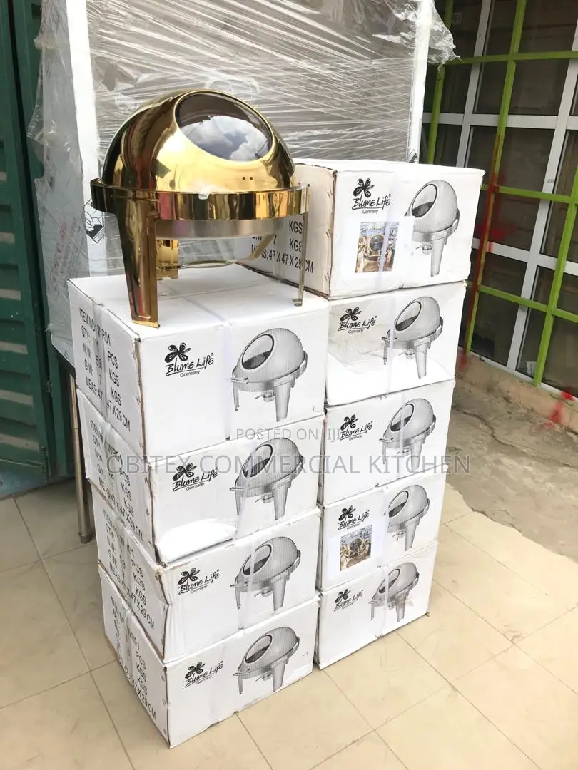 Rolling Chaffing Dish Golden and Silver Available for Sale