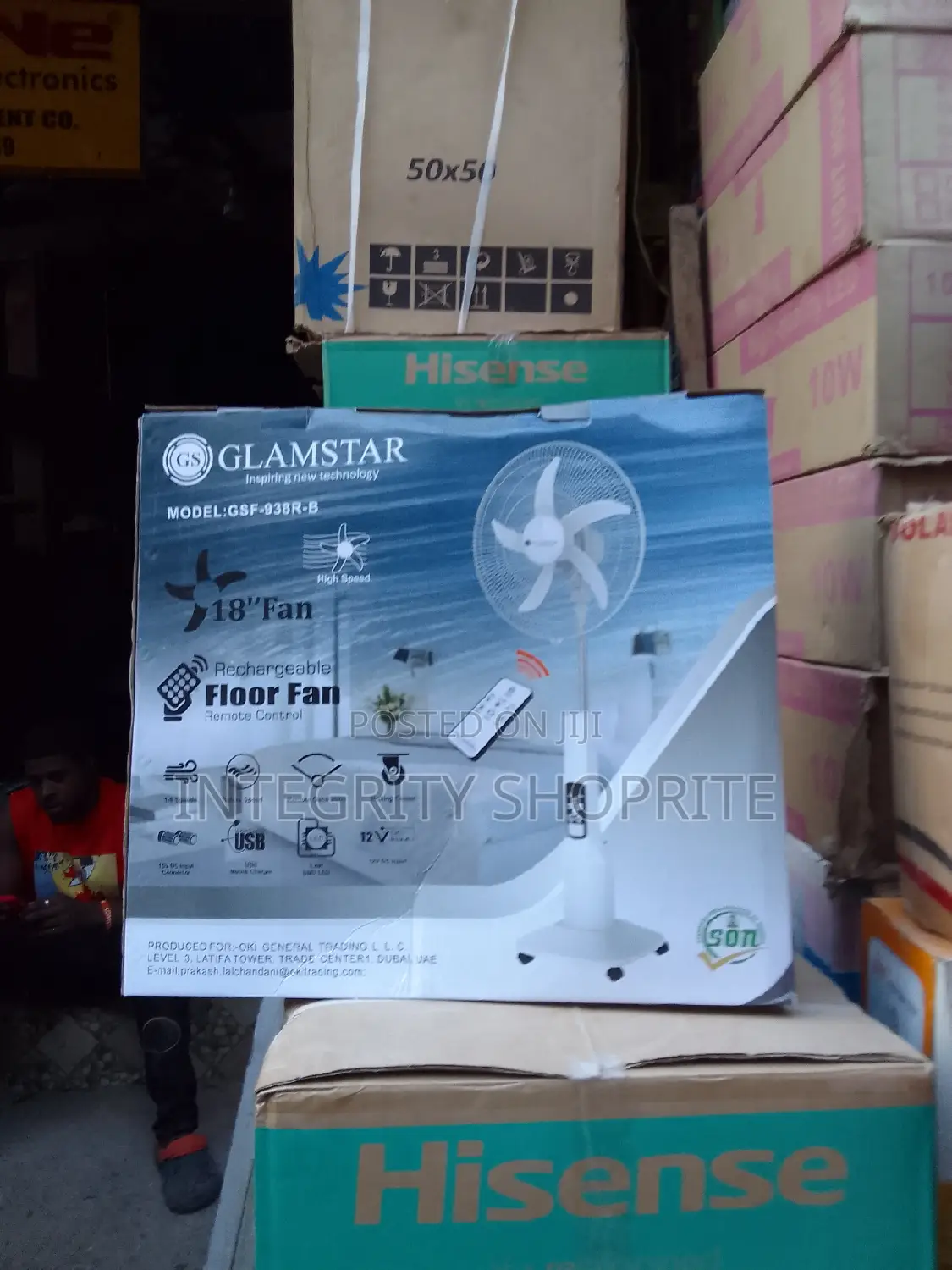 Rechargeable Glamstar Ac/Dc Standing Fan