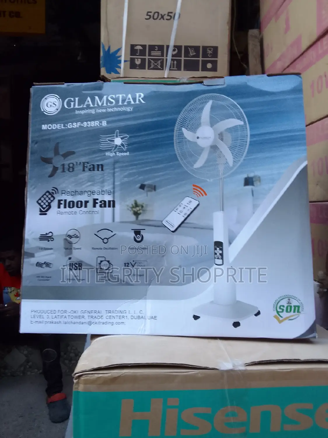 Rechargeable Glamstar Ac/Dc Standing Fan