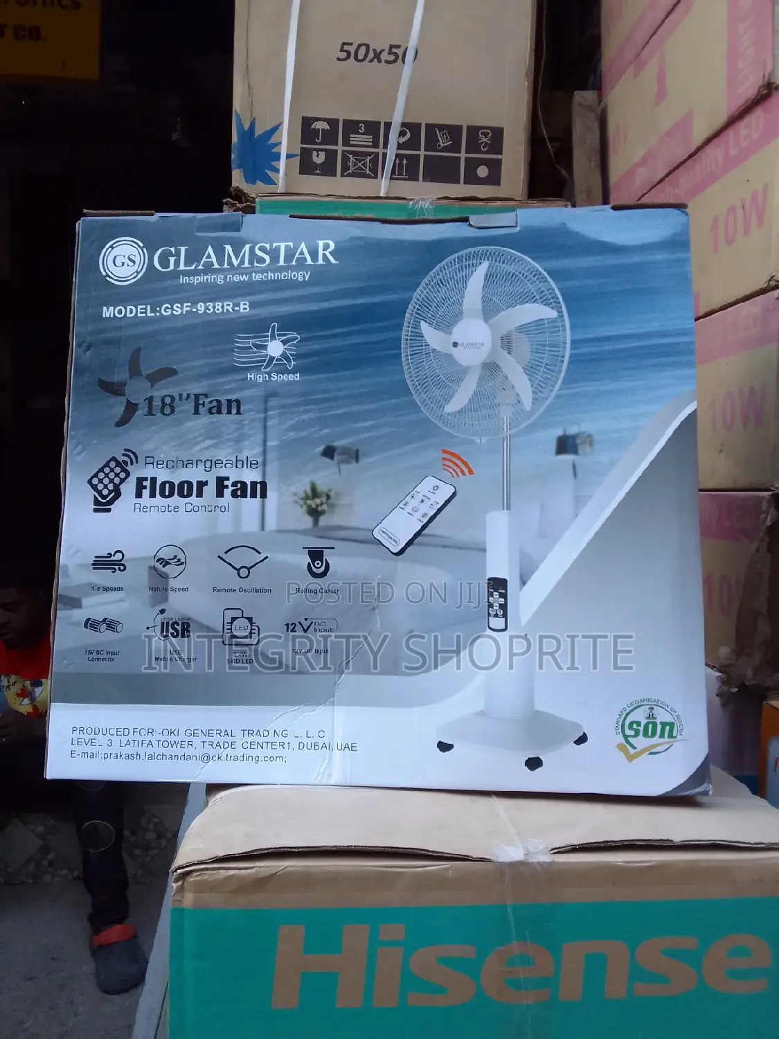 Rechargeable Glamstar Ac/Dc Standing Fan