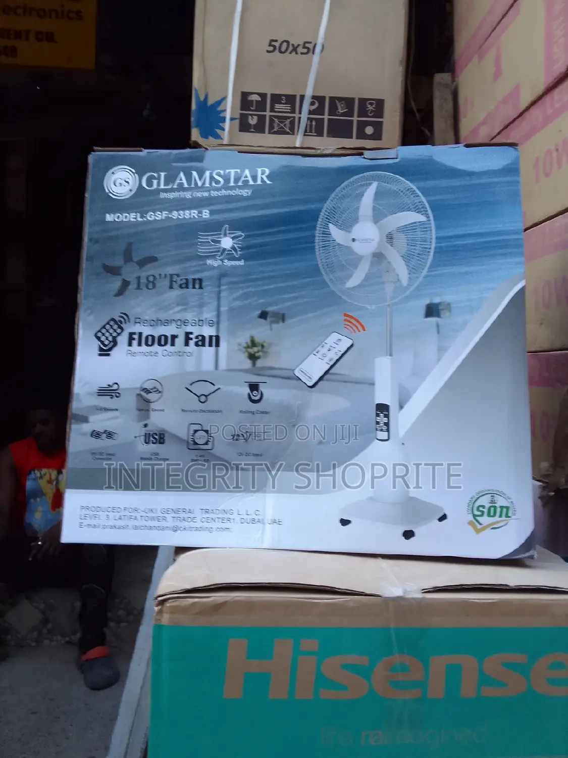 Rechargeable Glamstar Ac/Dc Standing Fan