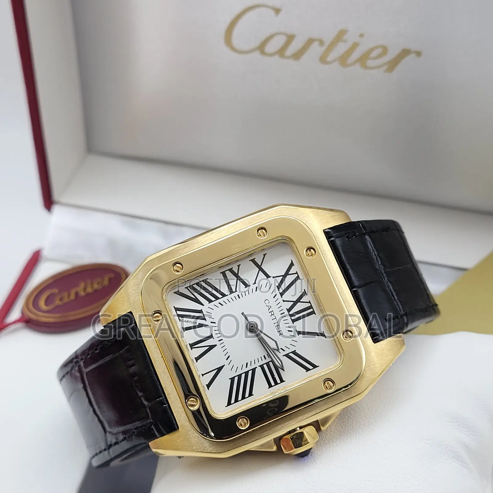 Cartier Leather Wristwatch Plain Face