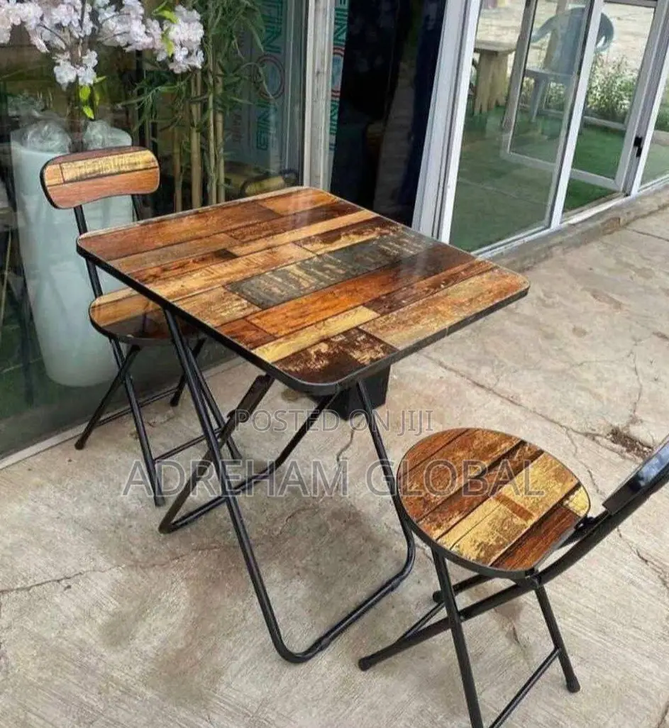 Indoor and Outdoor Table With 2 Chairs (Black and Gold)