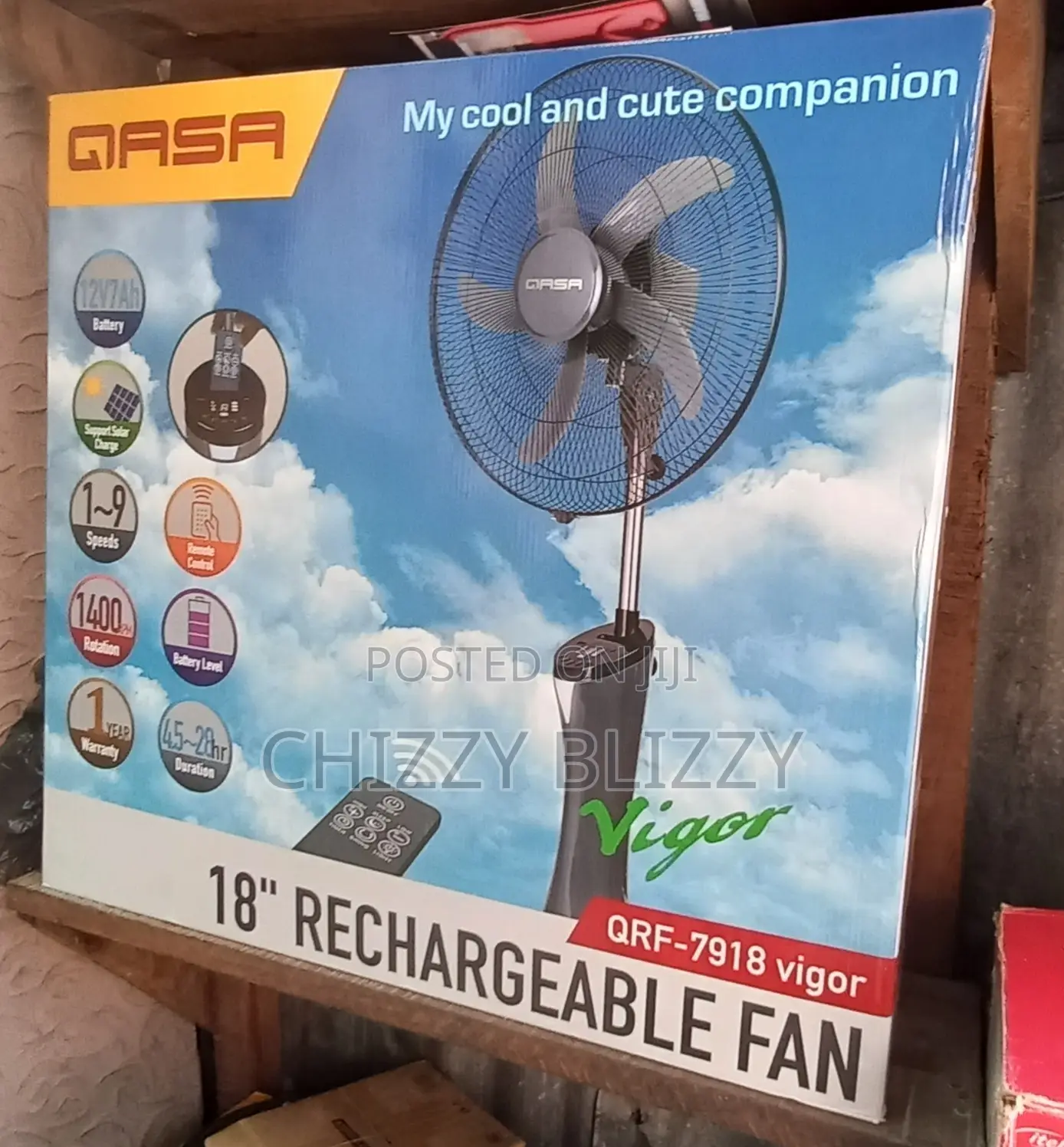 Qasa Rechargeable Fan QRF-7918 Curvy - 18"