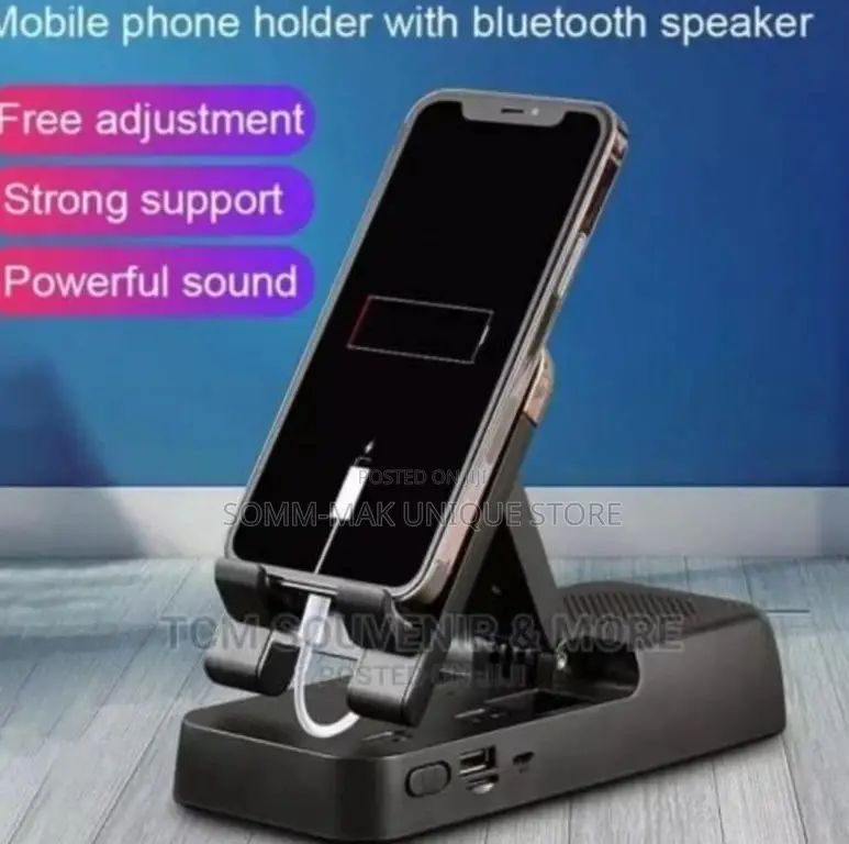 3 in 1 Bluetooth Speaker With Power Bank and Phone Holder