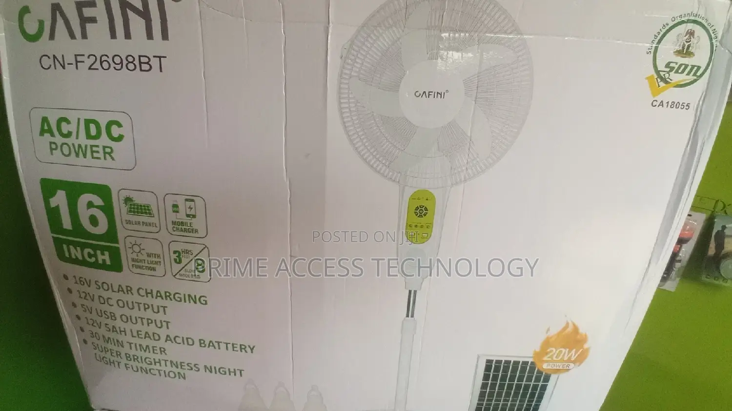 16inchs CAFINI AC/DC Solar Energy Fan