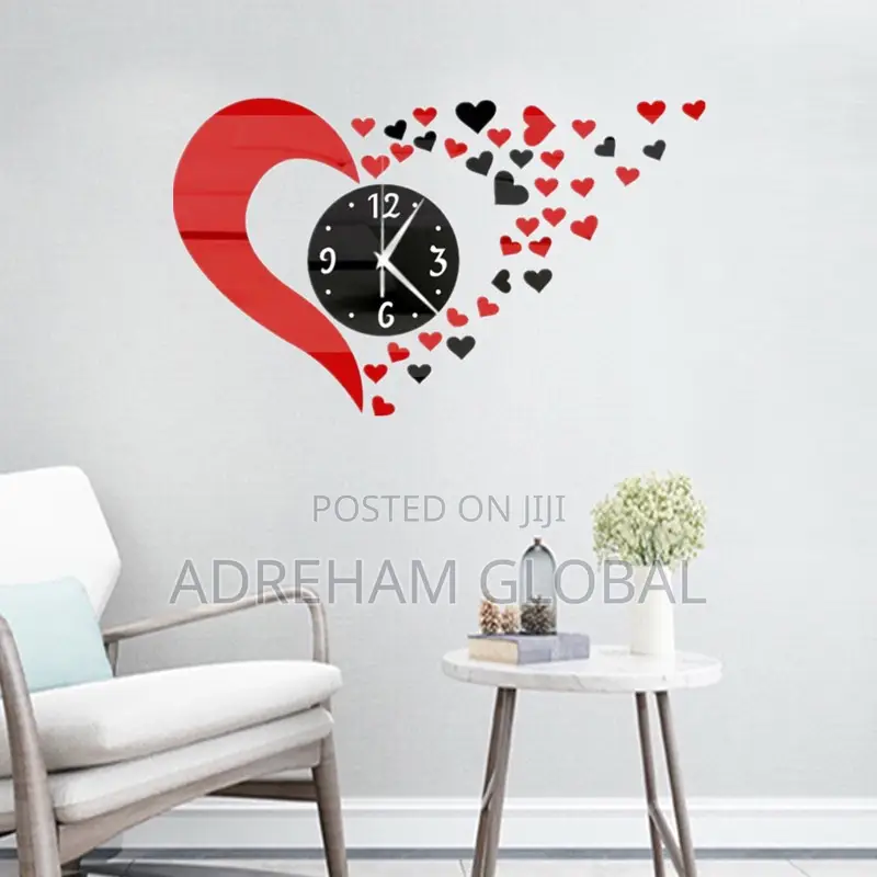 Love Shape Acrylic Wall Clock Design 2 Wall Clock Wall Decor