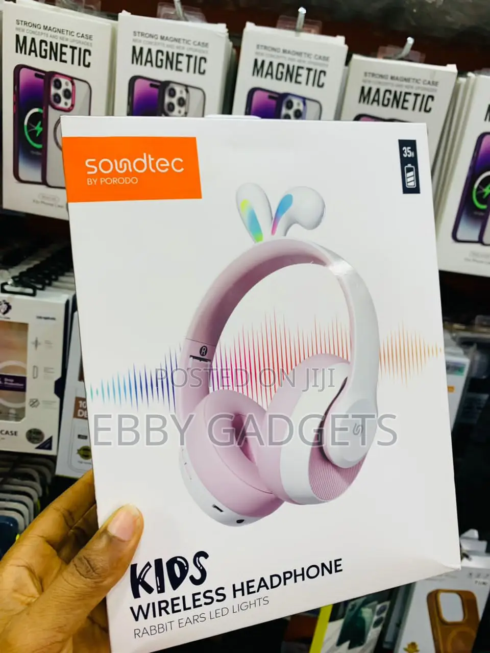 Porodo Kids Wireless Headphone Rabbit Ears LED Light Headpho
