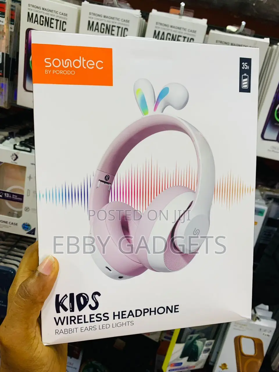 Porodo Kids Wireless Headphone Rabbit Ears LED Light Headpho