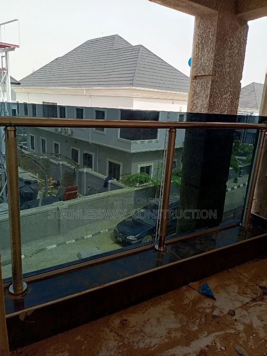 Balcony Grey Glass Handrails