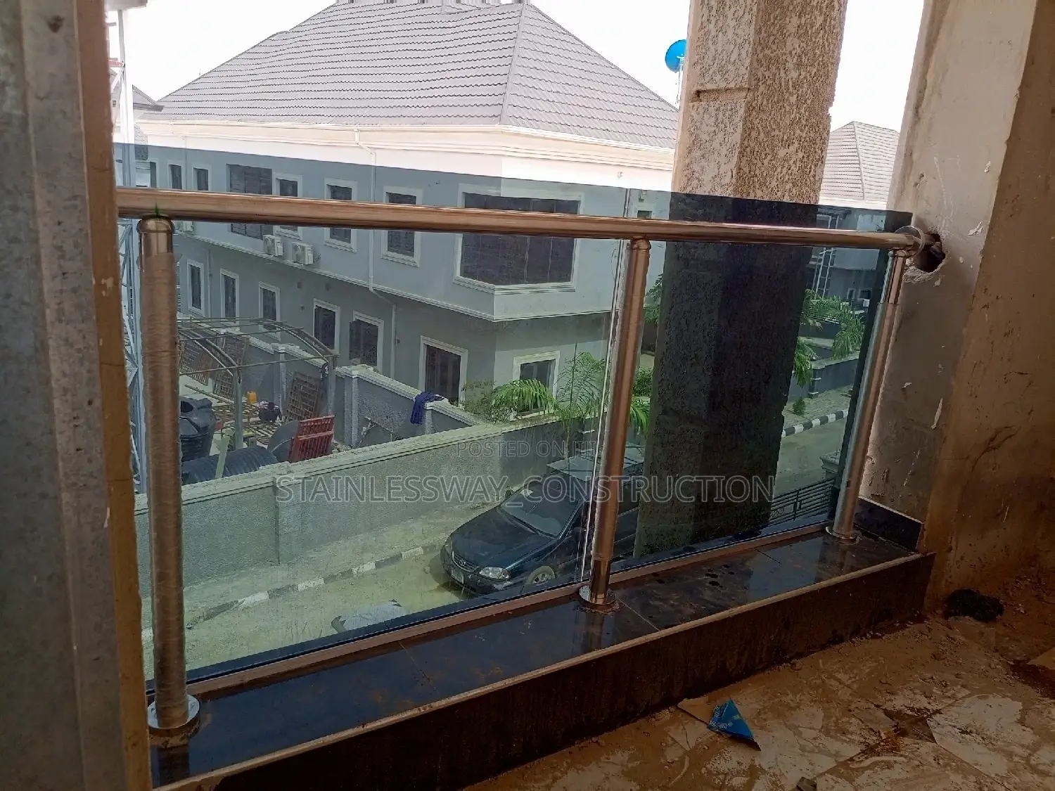 Balcony Grey Glass Handrails