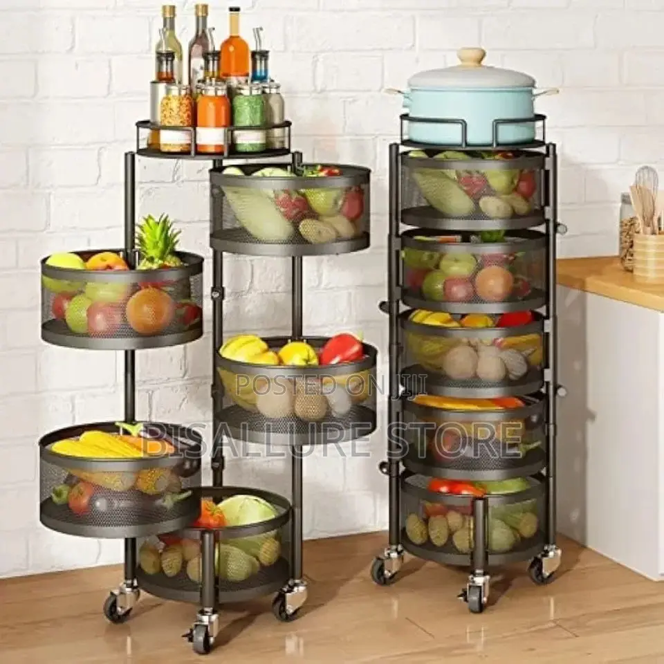Round Rotating Steel Mesh Basket -5 Layers