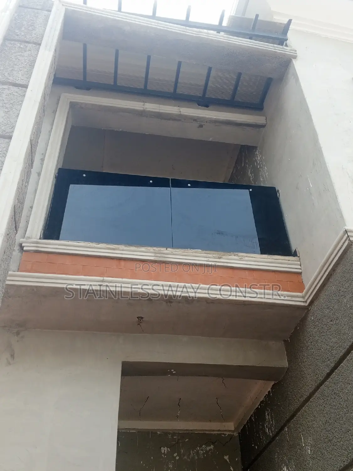 Dark Grey Glass  Balcony Railing