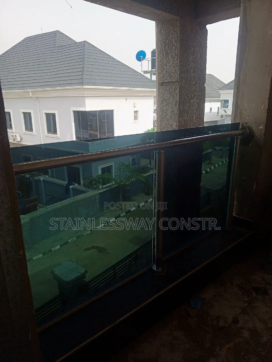 Dark Grey Glass  Balcony Railing