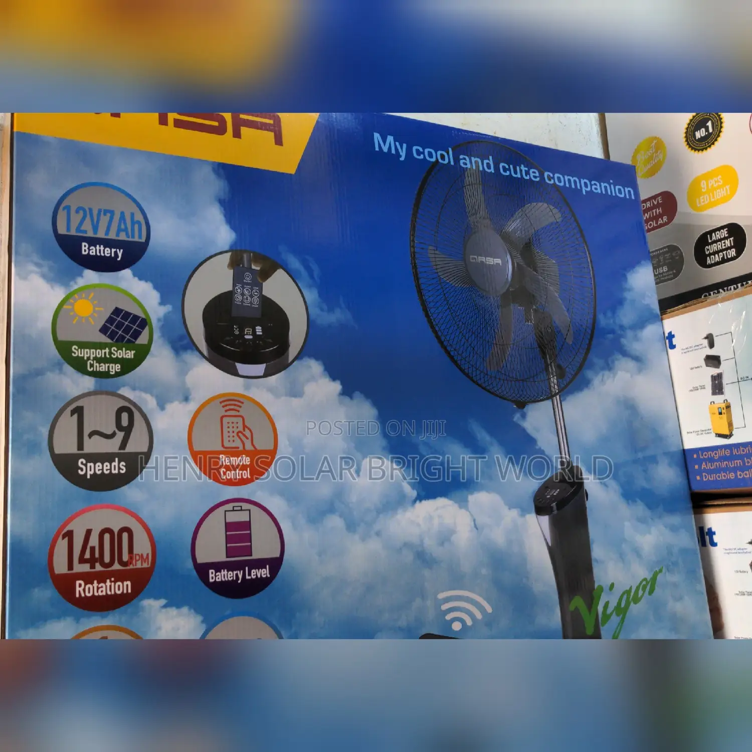 QASA 18inc Solar Rechargeable Fan