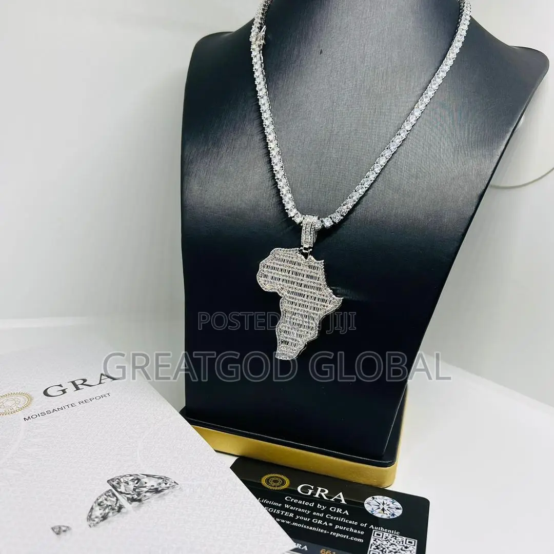Africa Shaped Iced Chain and Pendant