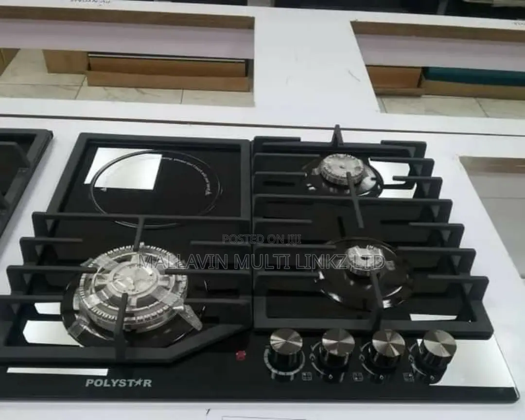 Polystar 3 Burner Gas Cooker and 1 Electric Built-in Gas Hob