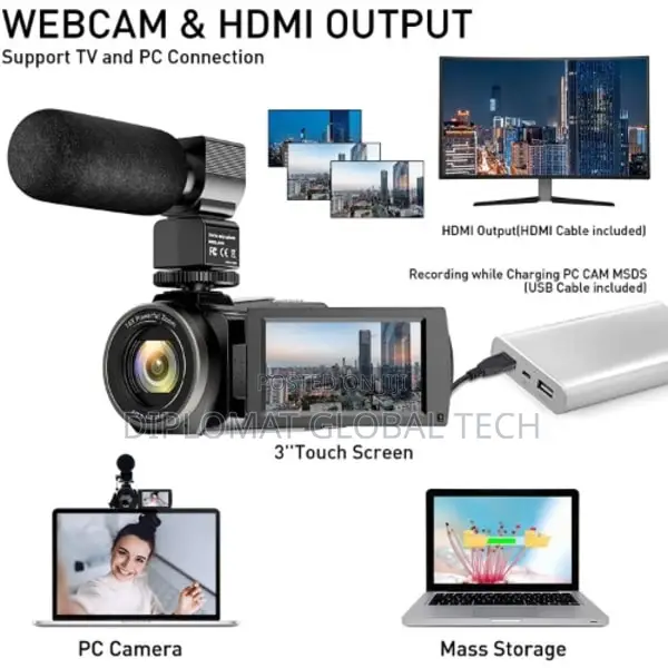 Video Camera Camcorder Wifi 48mp Vlogging Camera