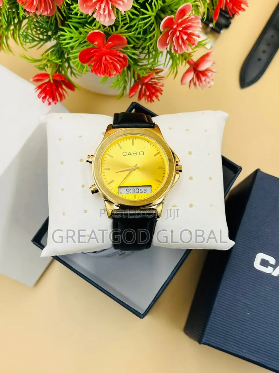 Casio Leather Wristwatch Double Time