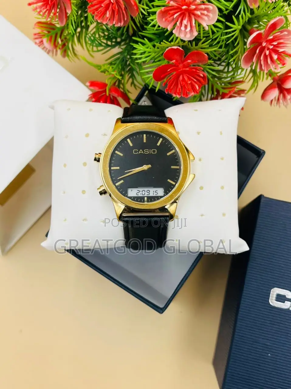 Casio Leather Wristwatch Double Time