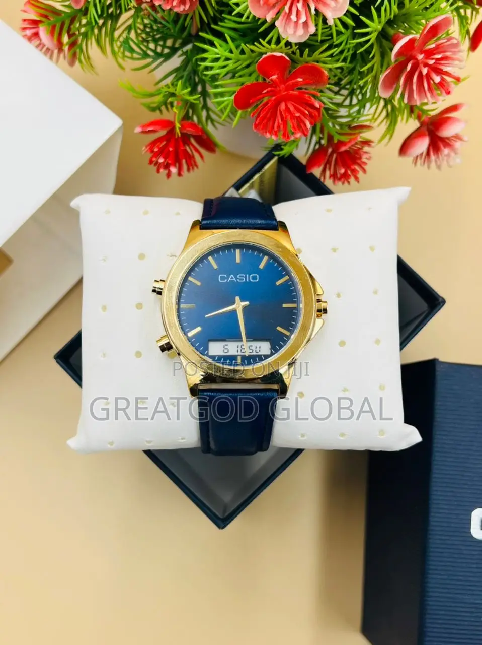 Casio Leather Wristwatch Double Time